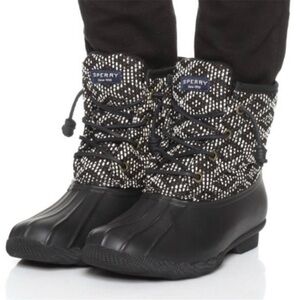 Sperry Saltwater Duck Boots Tribal Aztec Print Size 8.5 A36